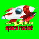 Jumping into space rocket travels in space icon